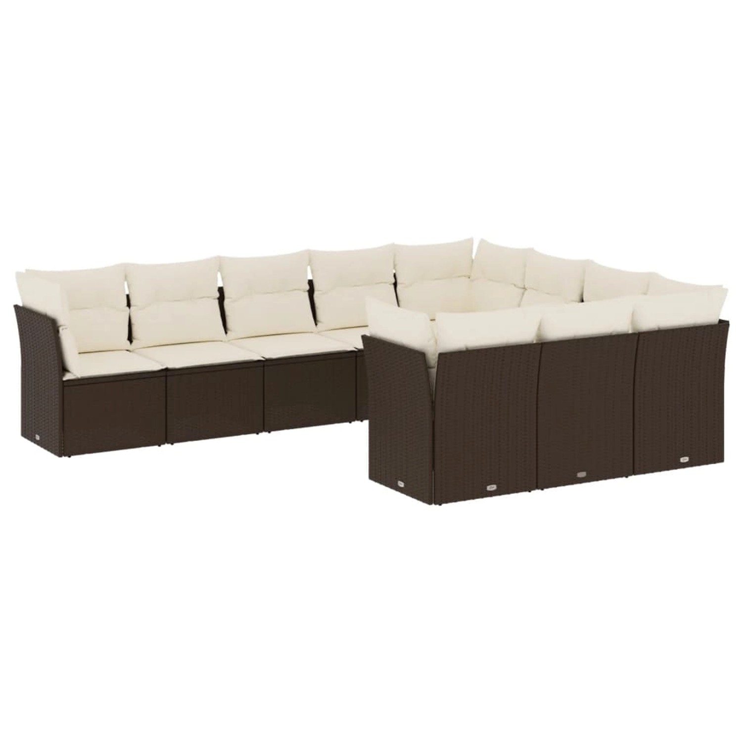vidaXL 10-Tlg Garten-Sofagarnitur mit Kissen Braun Poly Rattan 3218223 günstig online kaufen