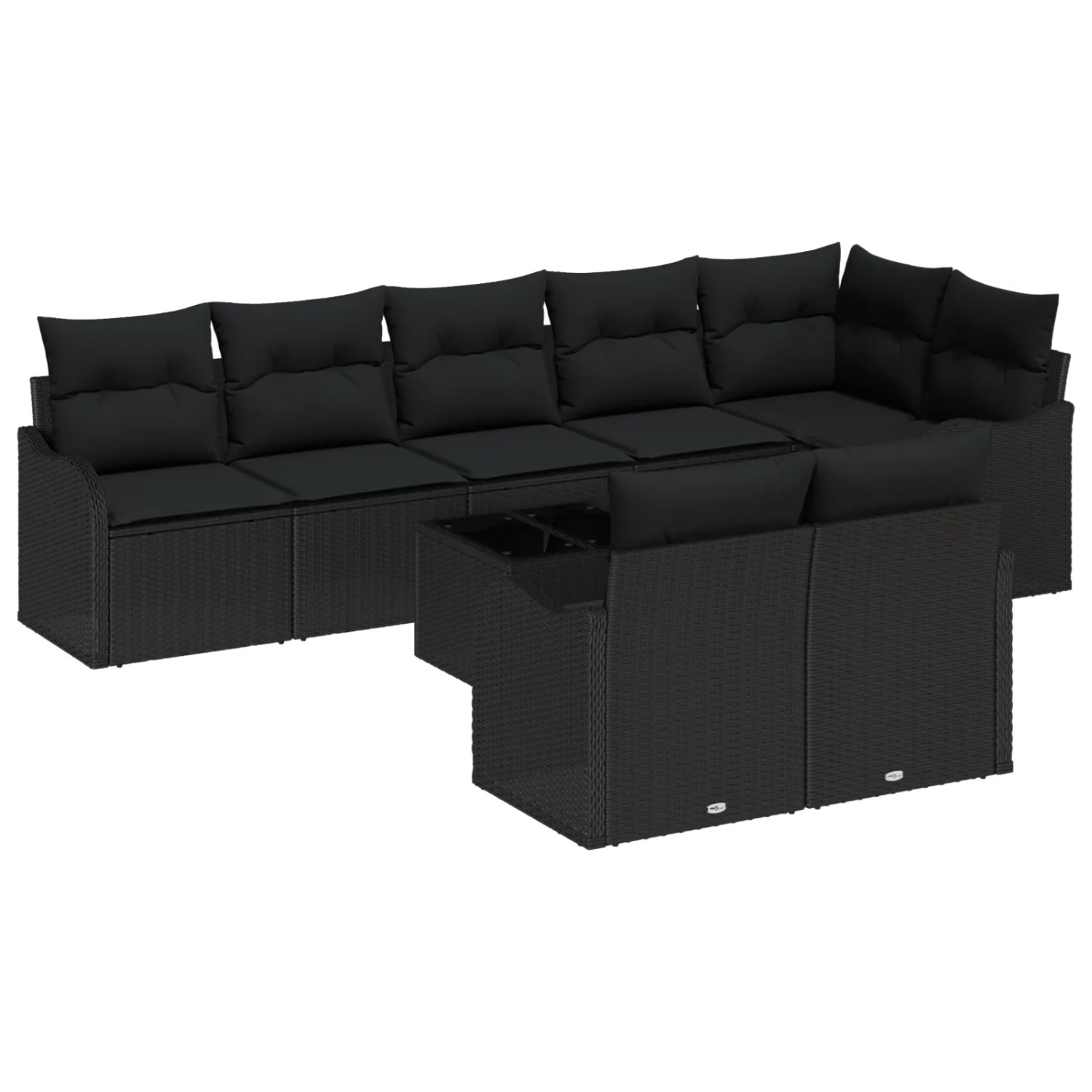 vidaXL Garten-Sofa-Set mit Kissen 9-Tlg Schwarz Poly Rattan 3354432 günstig online kaufen