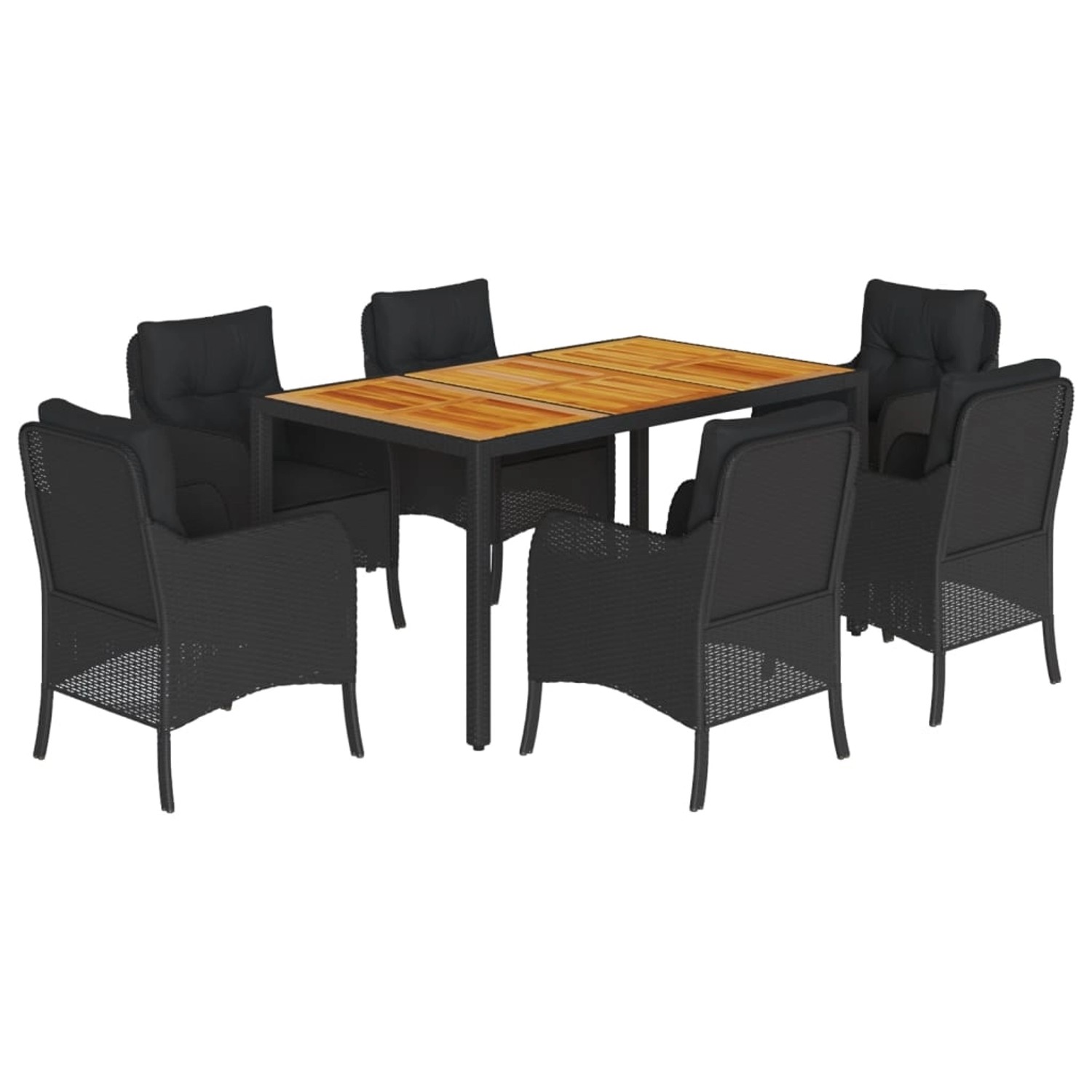 vidaXL 7-Tlg Garten-Essgruppe mit Kissen Schwarz Poly Rattan 3211869 günstig online kaufen