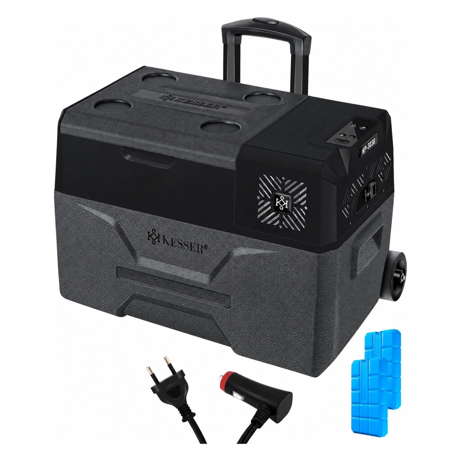 KESSER Kompressor-Kühlbox mit Rädern Kühlung Bis -20 °C 50, Anthrazit Schwarz