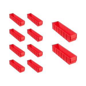 Sparset: 10 rote PROREGAL Industrieboxen 400 S, ideal für Werkstatt, Lager und Aufbewahrungssysteme.