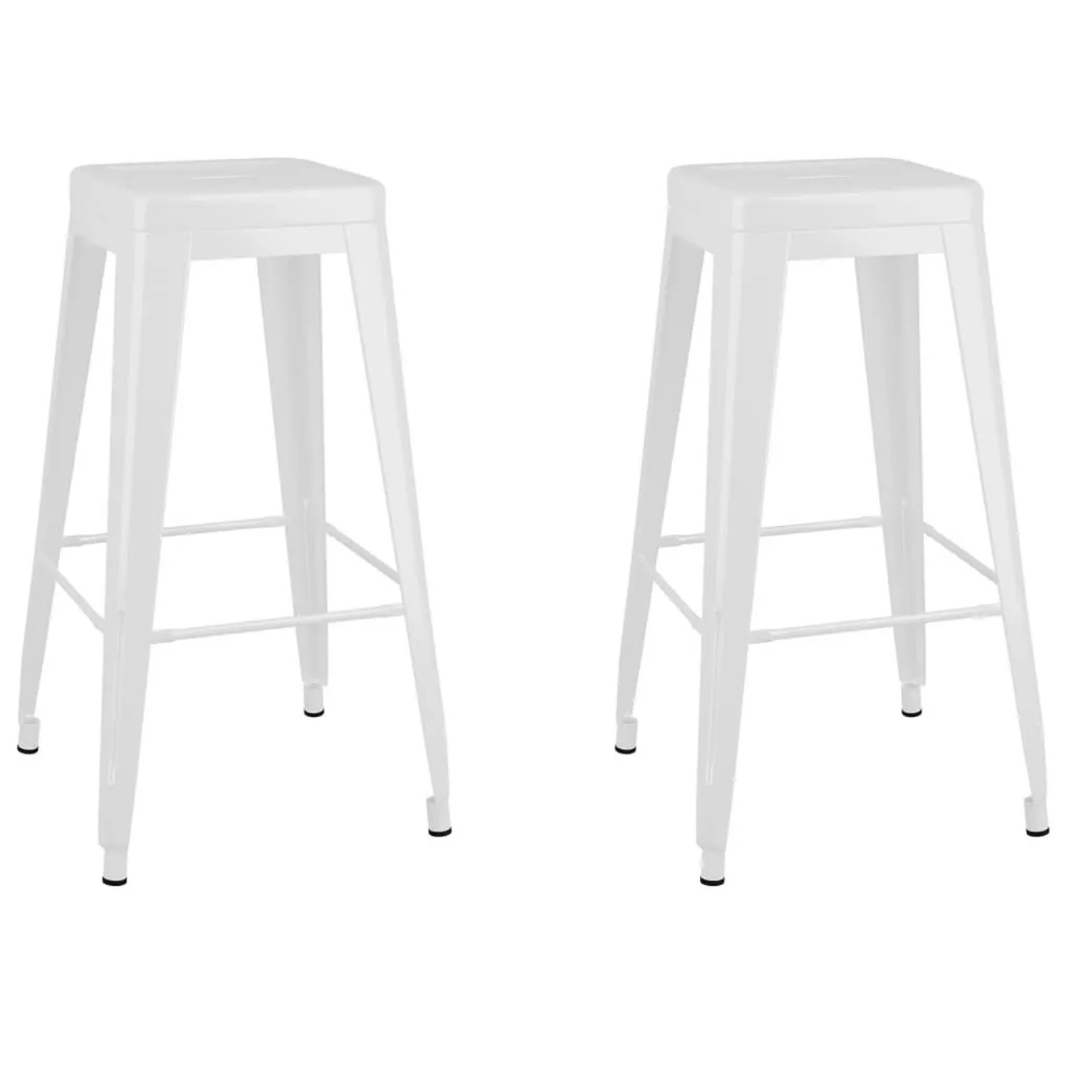 DELUKE Barhocker METO Stapelbar 2er Set Weiß Metall Barstühle Küchenhocker Thekenhocker Für Küche Hausbar