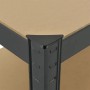 Detailaufnahme: Graues Juskys Lagerregal Basic, Ecke mit MDF-Boden und Metallrahmen.
