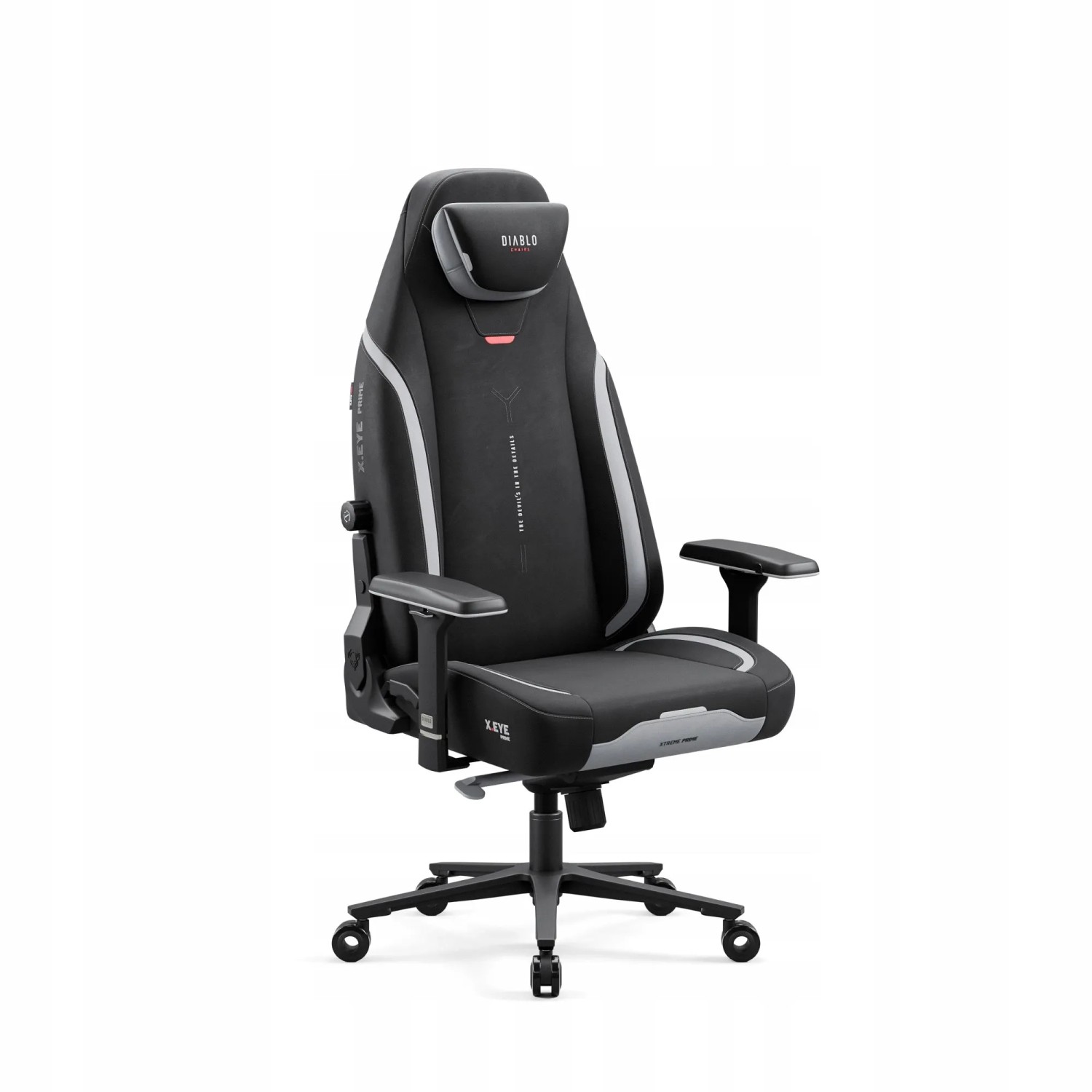 DIABLO CHAIRS Ergonomischer Gamingstuhl aus Stoff X-Eye Prime mit Magnetischer Kopfstütze Burned Black Normal Size