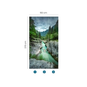 Erismann Fototapete Zooom Green River mit Flusslandschaft, 270x150cm.