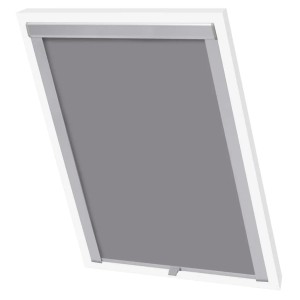 Graues Verdunkelungsrollo 206 für Velux Fenster, Ansicht von schräg unten.