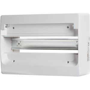 Aufputz Kleinverteiler, 12 TE, 18,2x25x10,3 cm, leerer Sicherungskasten aus weißem Kunststoff.