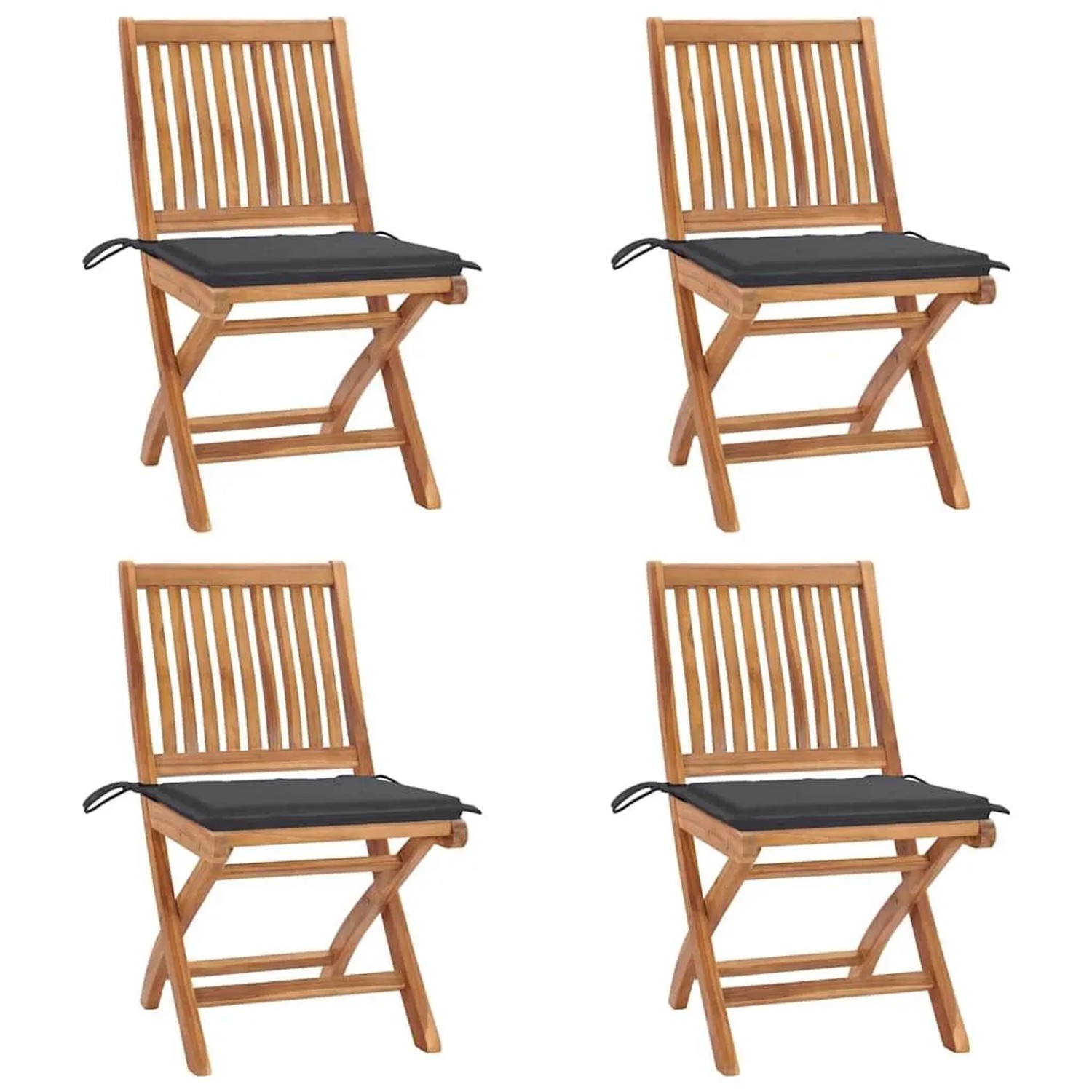 vidaXL Klappbare Gartenstühle mit Kissen 4 Stk Massivholz Teak 3072807 günstig online kaufen