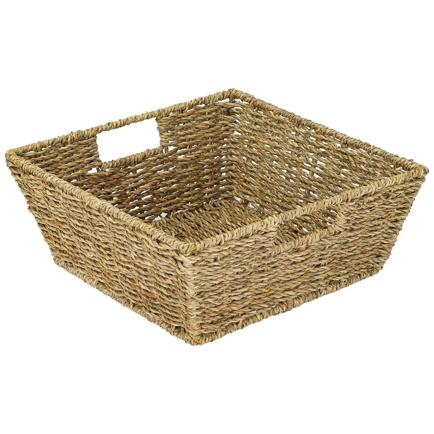 HMF 37069-30CM Geschenkkorb Leer Aufbewahrungskorb Geflochten Seegras RechtEckig 30 x 30 x 12 cm