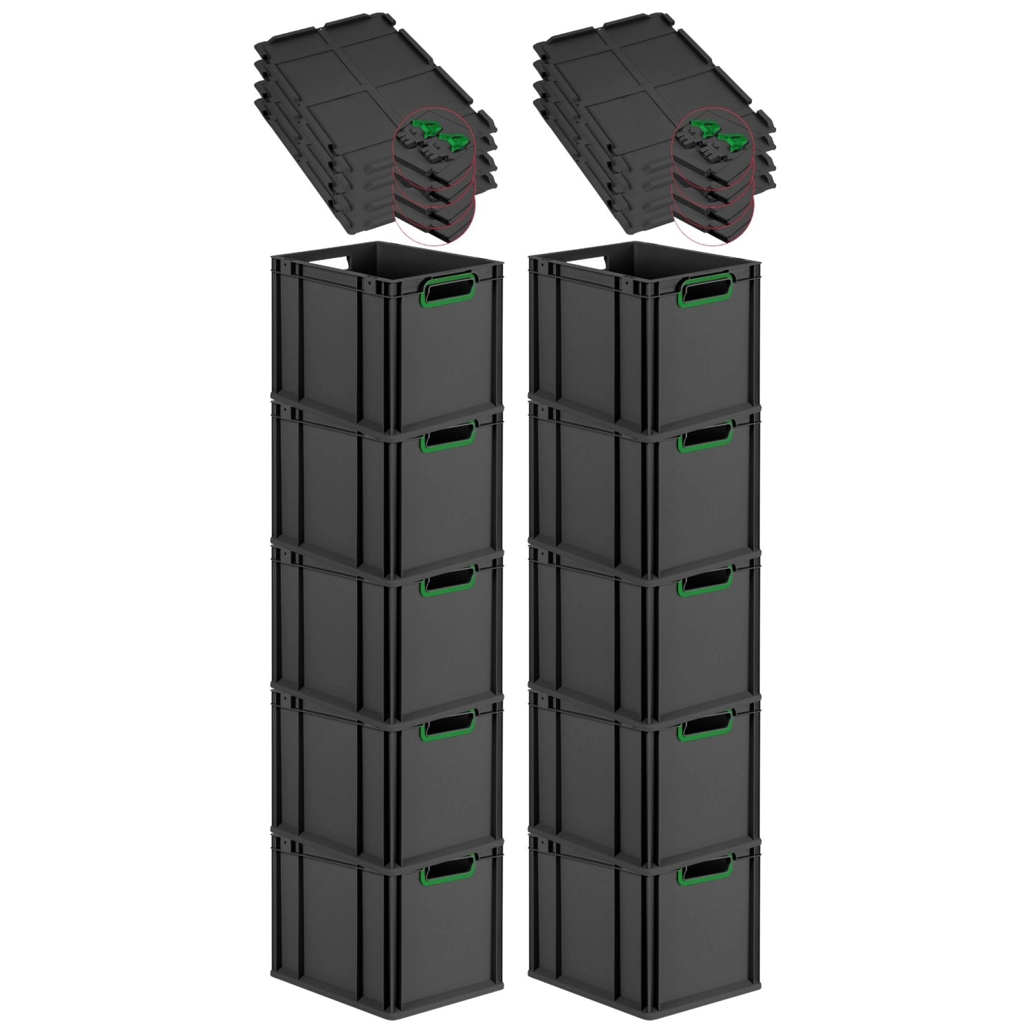 PROREGAL SuperSparSet 10x Eurobox Nextgen Color Mit Scharnierdeckel HxBxT 3 günstig online kaufen