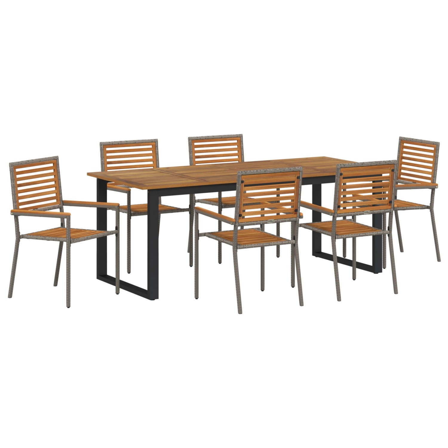 vidaXL Garten Essgruppe 7-Tlg Grau 3365467 günstig online kaufen