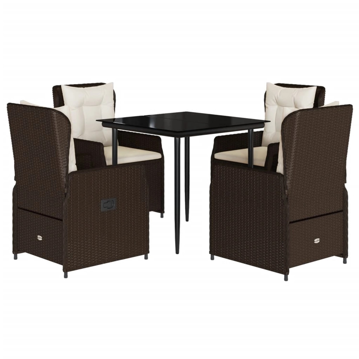 vidaXL 5-Tlg Garten-Essgruppe mit Kissen Braun Poly Rattan 3262841 günstig online kaufen