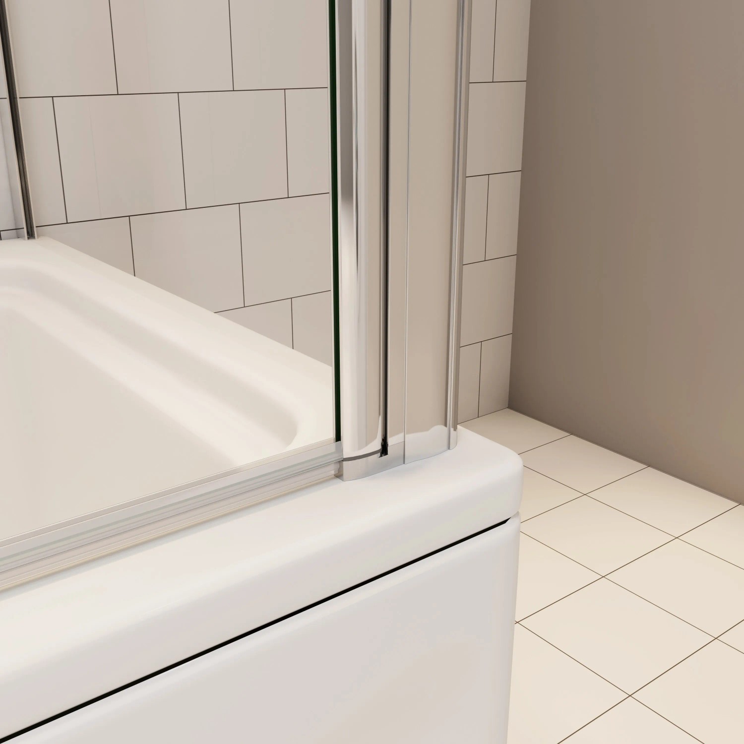 Duschabtrennung Für Badewanne, 120x140 Cm, 2-teilig, Faltbar, Mit Hebe-Senk-Funktion (links Montiert)