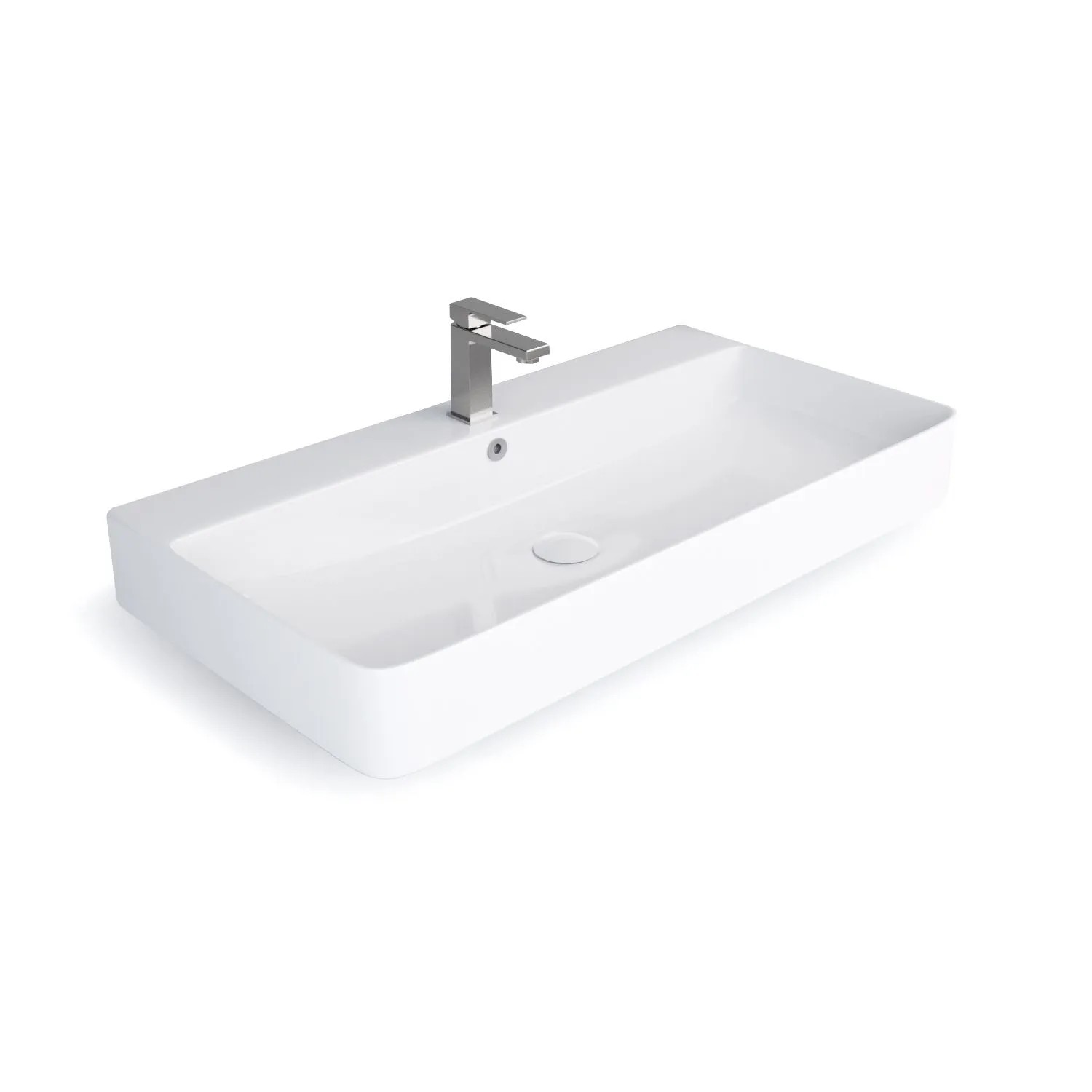Stilform Berlin Waschbecken 80 cm aus Feinster Keramik für Wandmontage oder als Aufsatzwaschbecken mit Hahnloch