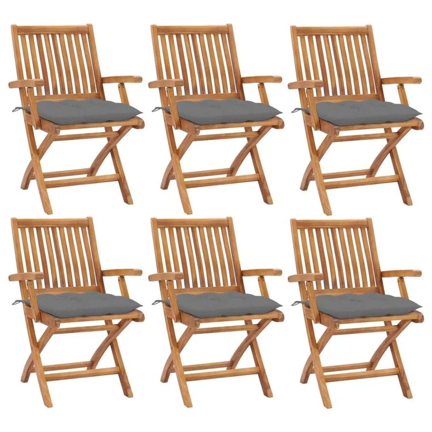 vidaXL Klappbare Gartenstühle mit Kissen 6 Stk Massivholz Teak 3072766 günstig online kaufen