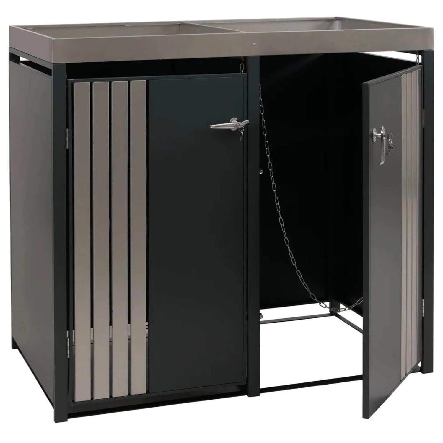 MCW 2er-Mülltonnenverkleidung O67 Anthrazit Edelstahl 125x132x84cm