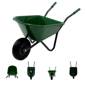 Grüne TRUTZHOLM Kinderschubkarre mit Vollgummirad, max. 40 kg Traglast.