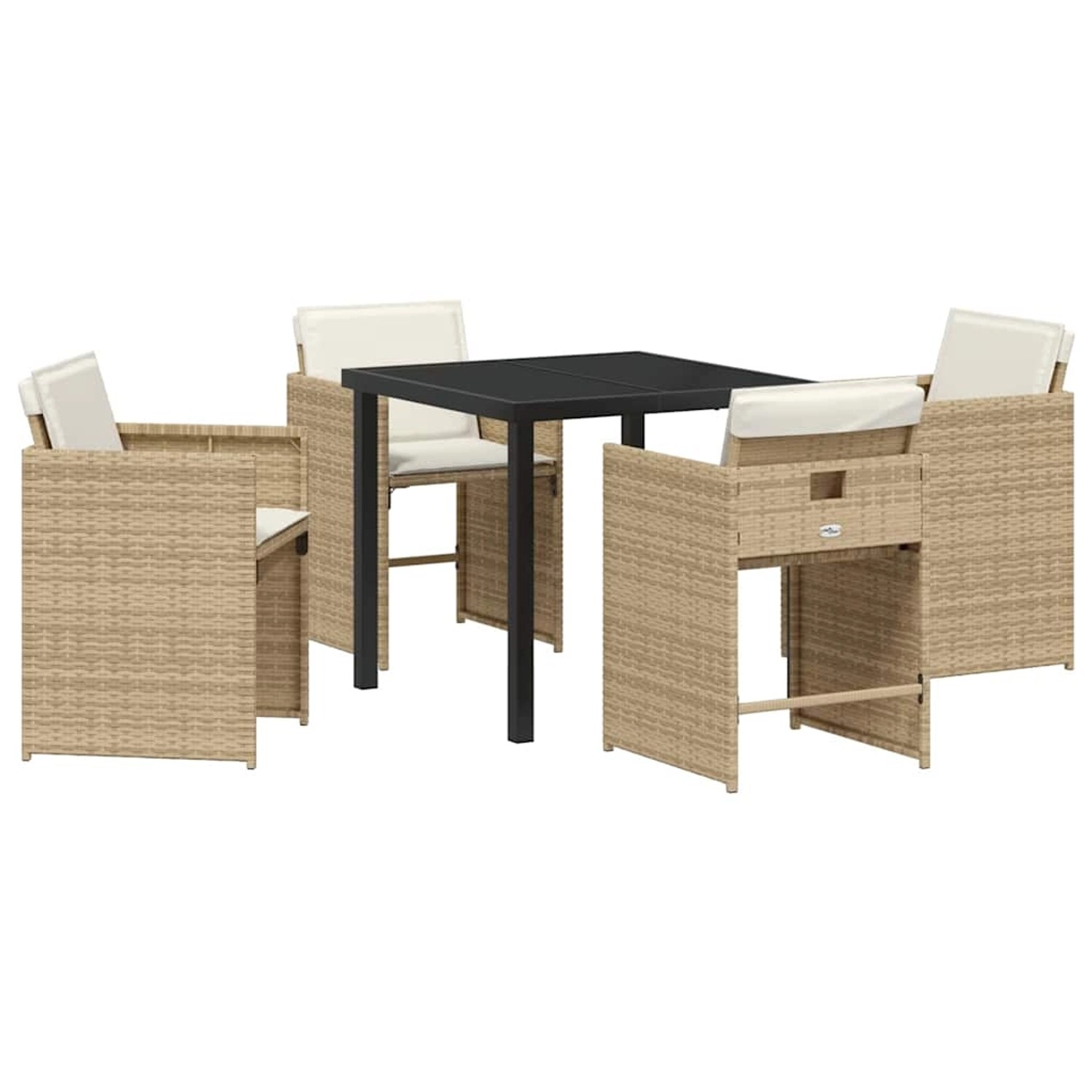 vidaXL 5-Teiliges Garten-Essstuhlset mit Kissen Beige Poly Rattan 3379988 günstig online kaufen