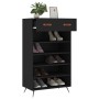 Schwarzer vidaXL Schuhschrank (60x105cm) mit Schublade und offenen Fächern.