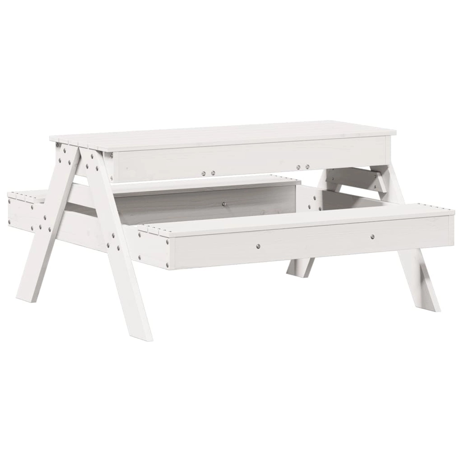vidaXL Picknicktisch mit Sandkasten für Kinder Weiß Massivholz Kiefer 83259 günstig online kaufen
