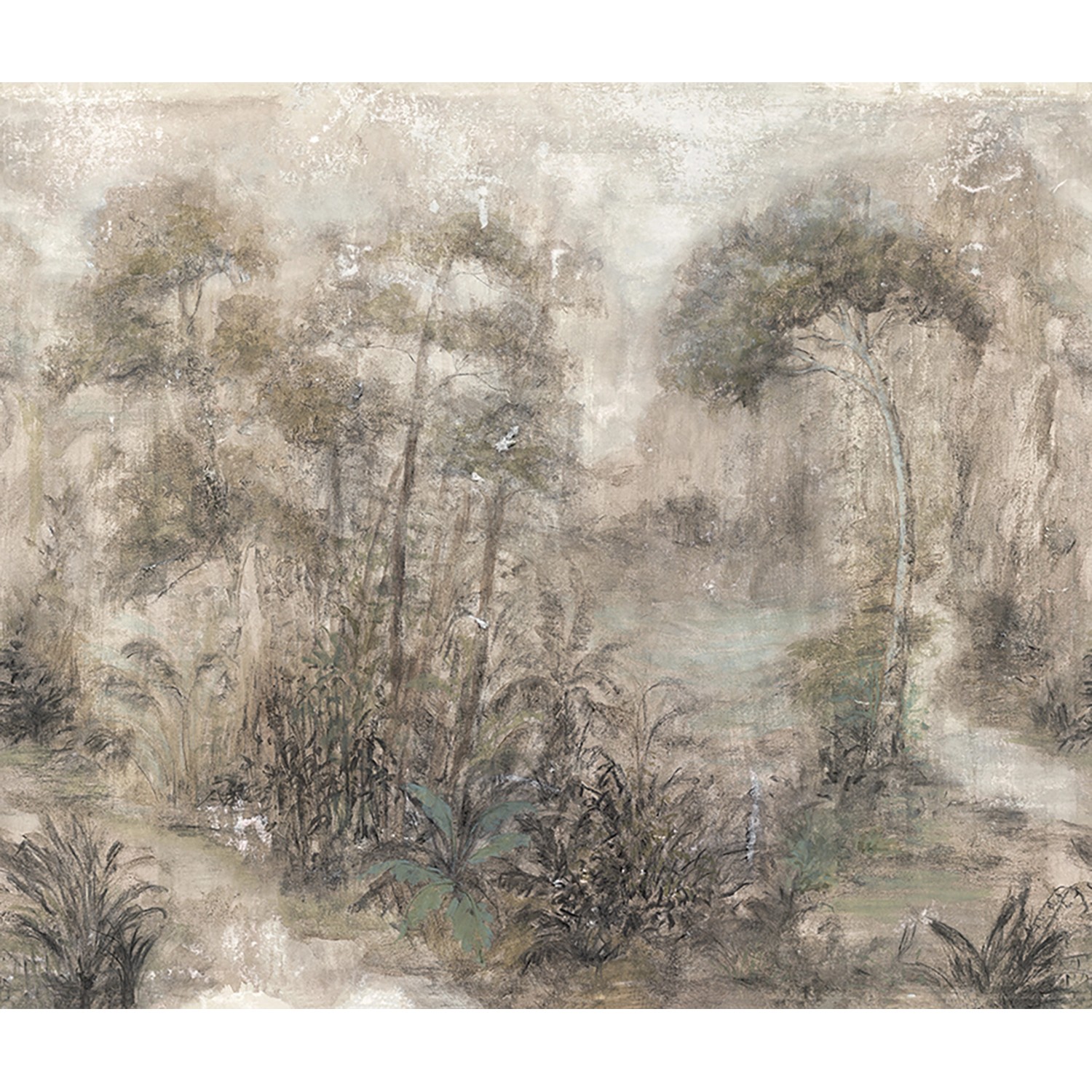 Marburg Vliestapete Wald Gemalt Floral Modern 270 cm x 318 cm Beige günstig online kaufen