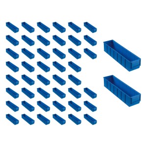 PROREGAL SuperSparSet: 48 blaue Industrieboxen 400 S, 22 Liter, für Aufbewahrungssysteme.