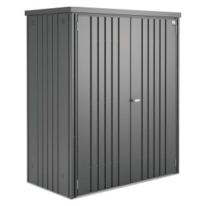 Biohort Geräteschrank Gr. 150, dunkelgrau-metallic, mit Doppeltür und Zylinderschloss.