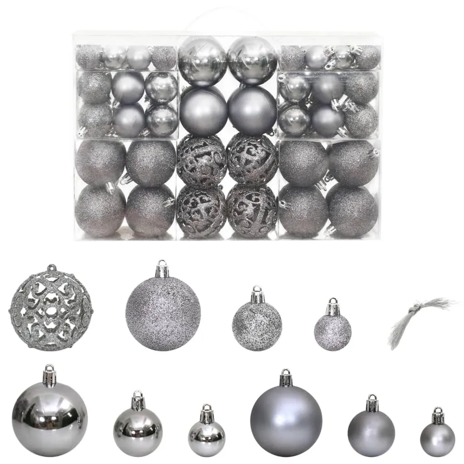 vidaXL Weihnachtskugeln 100 Stk. Grau 3 4 6 cm