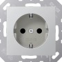 Jung A500 Steckdoseneinsatz in Alu-Optik für Elektroinstallationen.