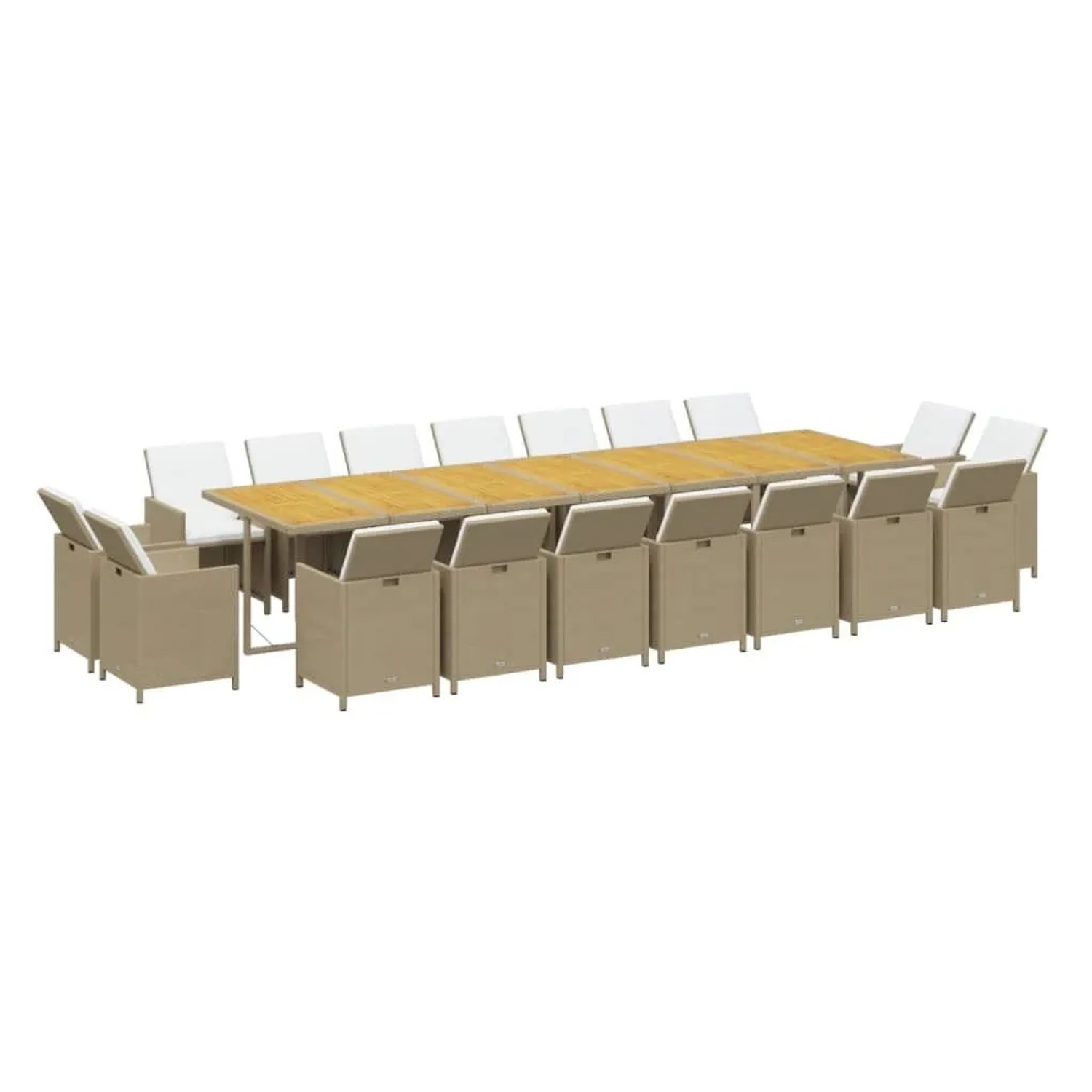 vidaXL 19-Tlg Garten-Essgruppe mit Kissen Poly Rattan Beige 3095663