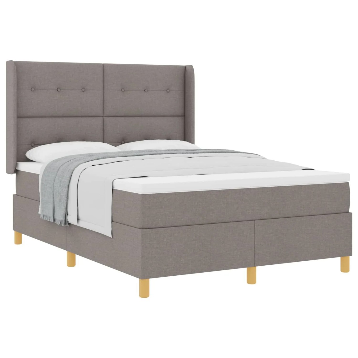 vidaXL Boxspringbett mit Matratze Taupe 140 x 190 cm Stoff 3341830 günstig online kaufen