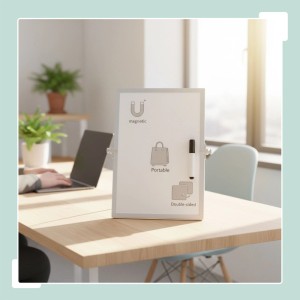 Relaxdays Whiteboard Tisch Eisen Aluminium Kunststoff Weiß Silber Magnetisch Doppelseitig 30 cm x 20 cm 0,37 kg