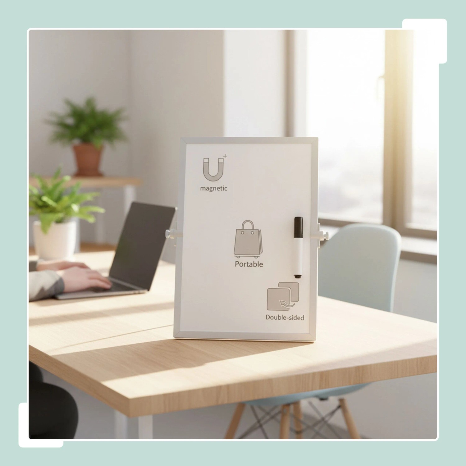 Relaxdays Whiteboard Tisch Eisen Aluminium Kunststoff Weiß Silber Magnetisch Doppelseitig 30 cm x 20 cm 0,37 kg_3