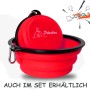 Roter, faltbarer Petsation Reisenapf (1000 ml) für Hunde mit Karabinerhaken.