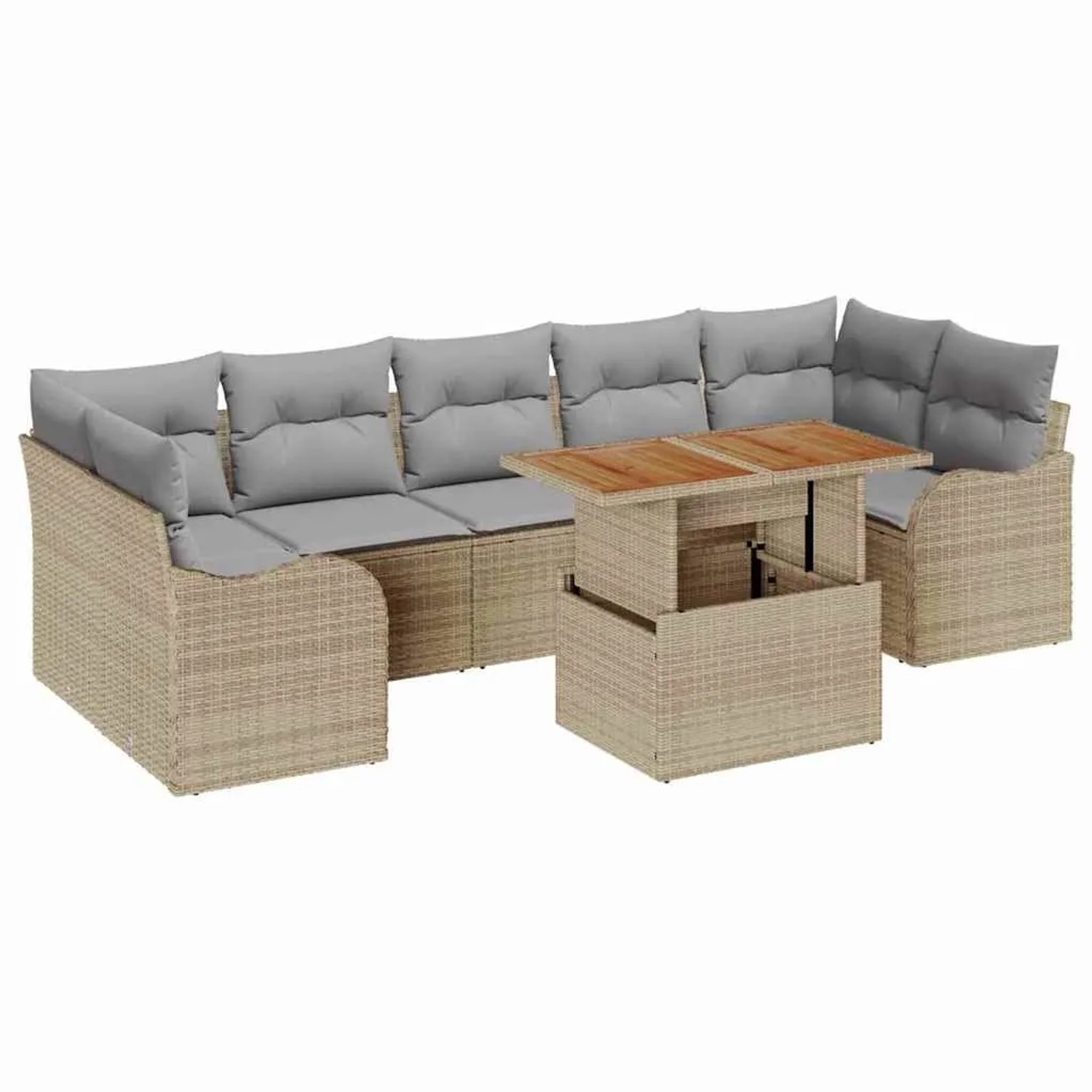 vidaXL Gartensofa-Set mit Kissen 8 Stk Beige und Hellgrau Poly-Rattan 33494 günstig online kaufen