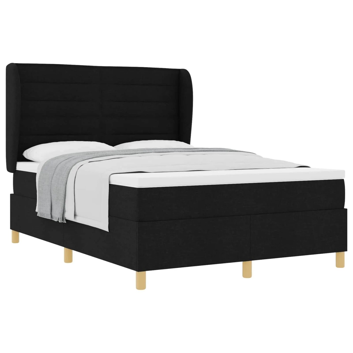 vidaXL Boxspringbett mit Matratze Dunkelgrau 90x190 cm Schwarz 3340692