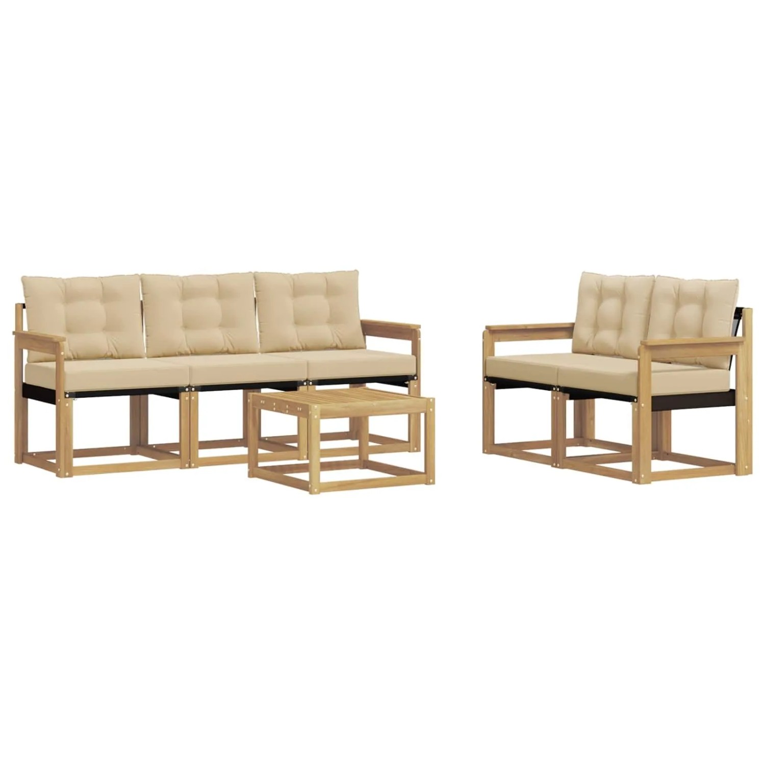 vidaXL Outdoor-Sofagarnitur mit Kissen 6-Tlg Weiß und Beige 3389207