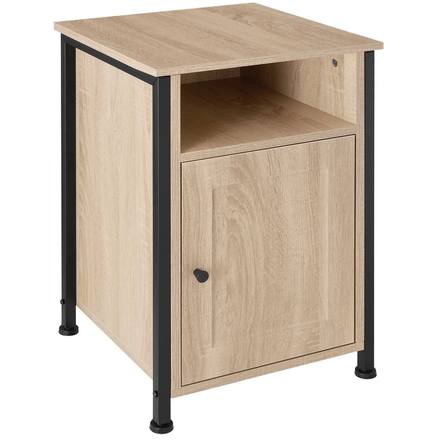 Tectake Nachttisch Blackburn Industrial Style Holz und Stahl  42 x 40 x 60 50 cm Industrial Holz Hell  Eiche Sonoma