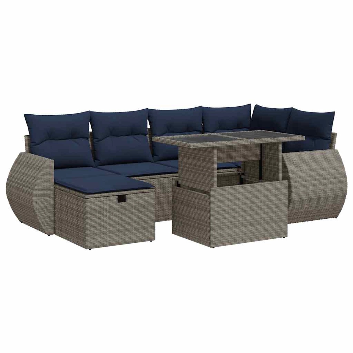 vidaXL 7-Tlg Garten-Sofagarnitur mit Kissen Grau Poly Rattan Akazie 3327901 günstig online kaufen