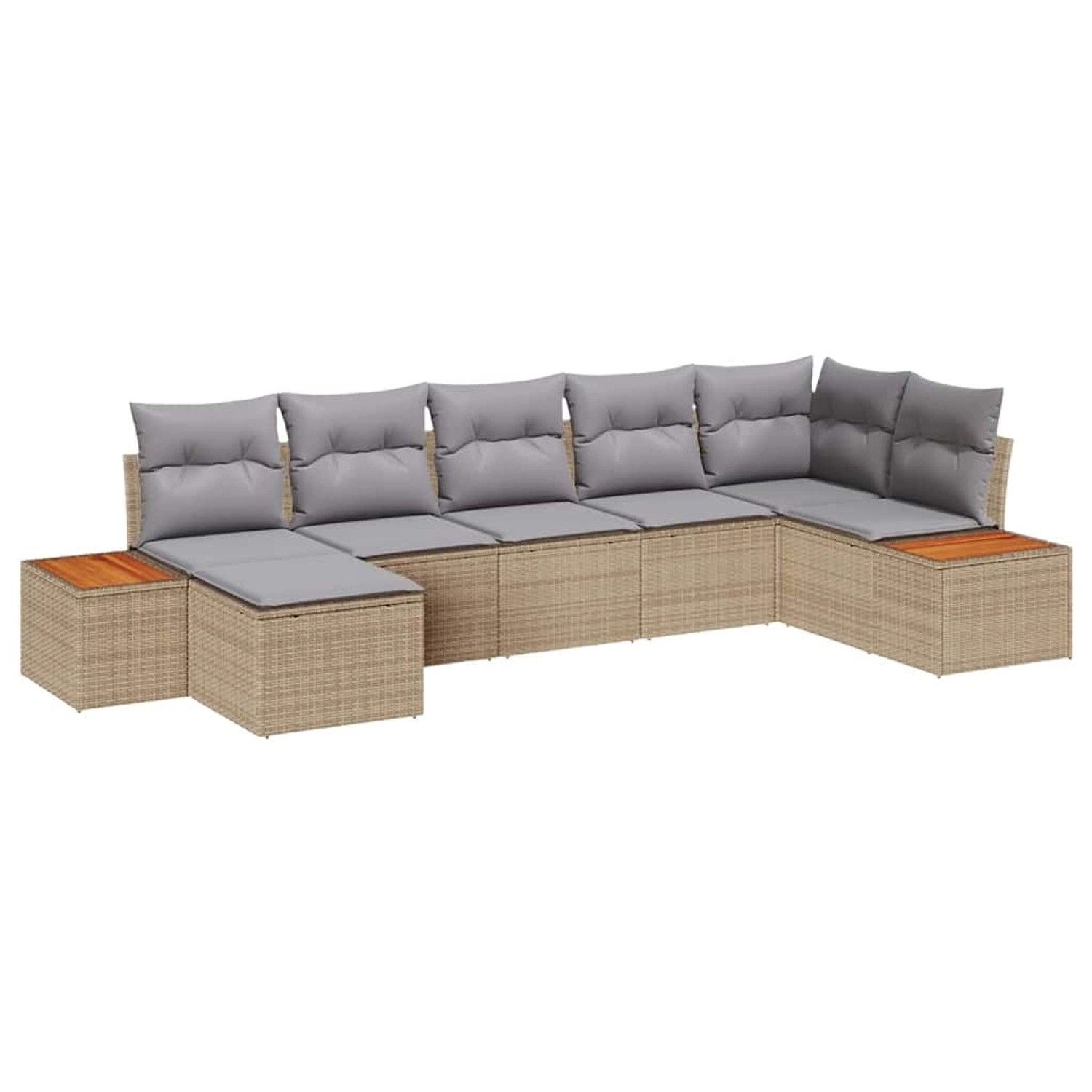 vidaXL Garten-Sofa-Set mit Kissen 7-Tlg Beige Poly Rattan 3348131 günstig online kaufen
