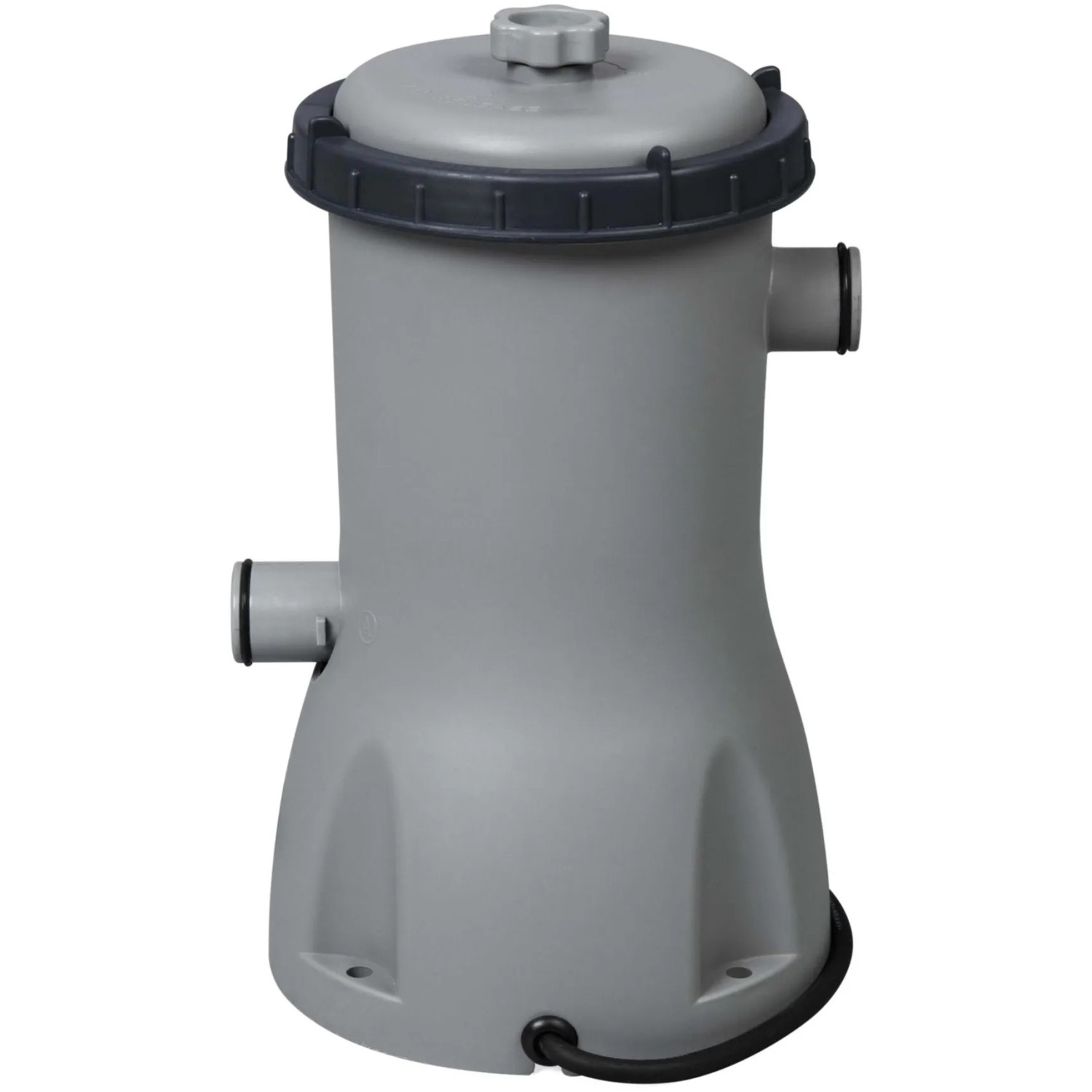 Bestway 800 gal Pool Filterpumpe, Kartuschenfilter für Pools. Graues Gehäuse mit Anschlüssen.