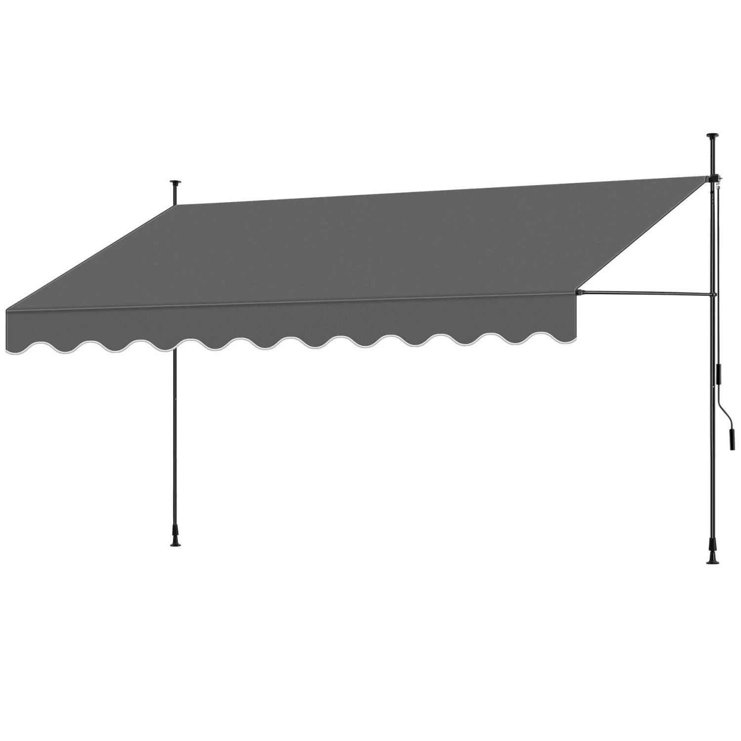 Tectake Klemmmarkise Mit Handkurbel  Ohne Bohren  Uv Beständig Höhenverstellbar 211   304 cm 400 x 180 cm 180 x 400 x 304 cm Schwarz Grau