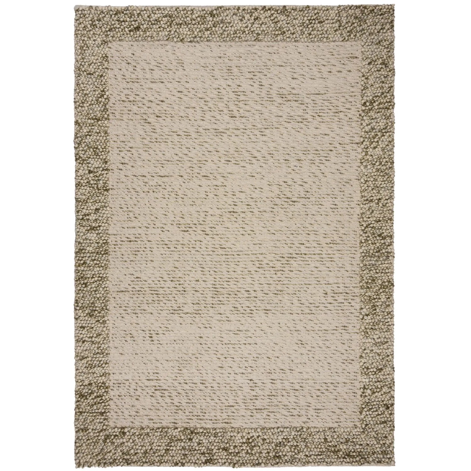 Flair Rugs Wollteppich Bobble Border 120 cm x 170 cm Grün