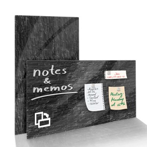 KARAT Glas Memoboard Stone Design 46x91cm mit Notizen und Magneten.