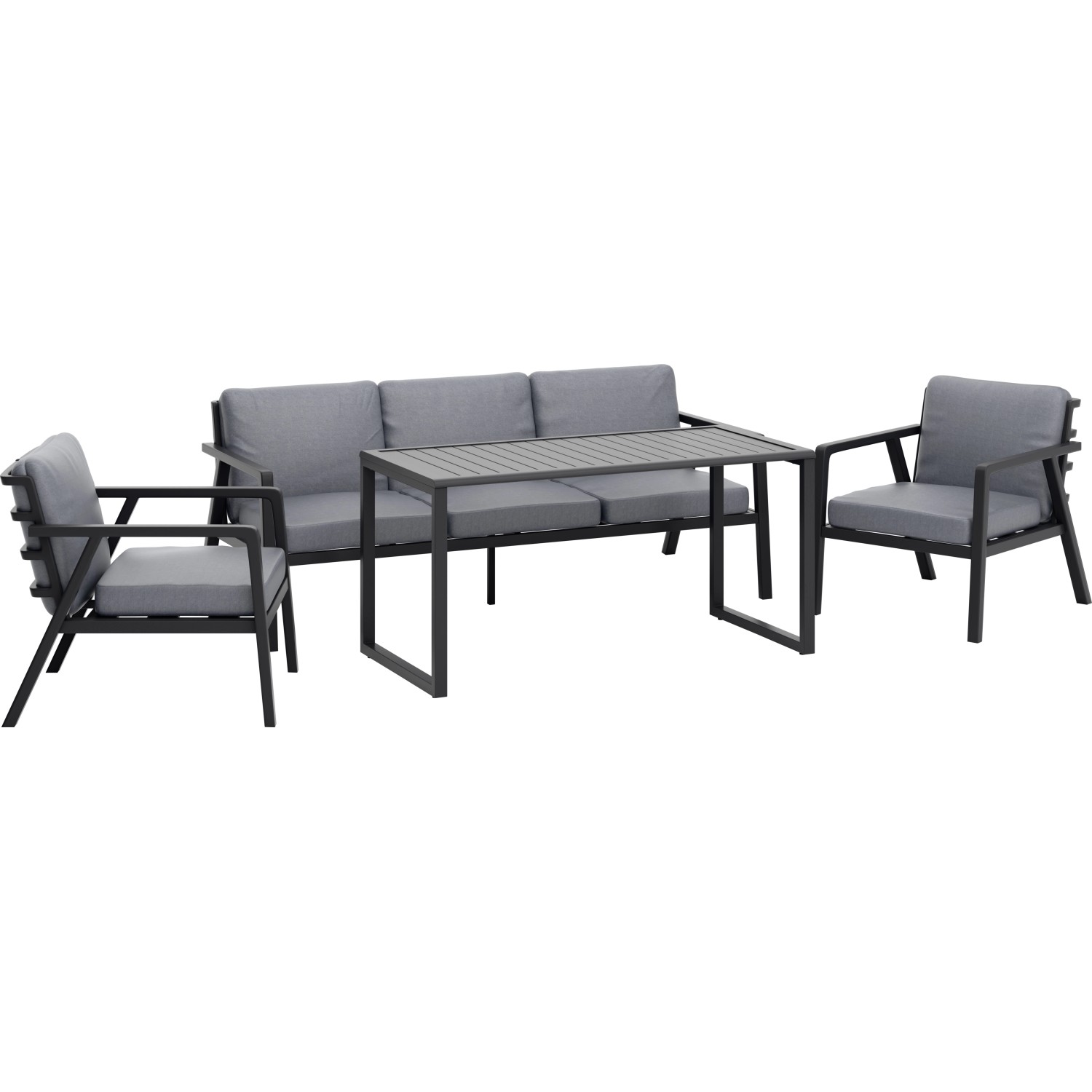 Lounge-Set und Esstischgruppe Tamworth 4-teilig Alu Anthrazit-Grau günstig online kaufen