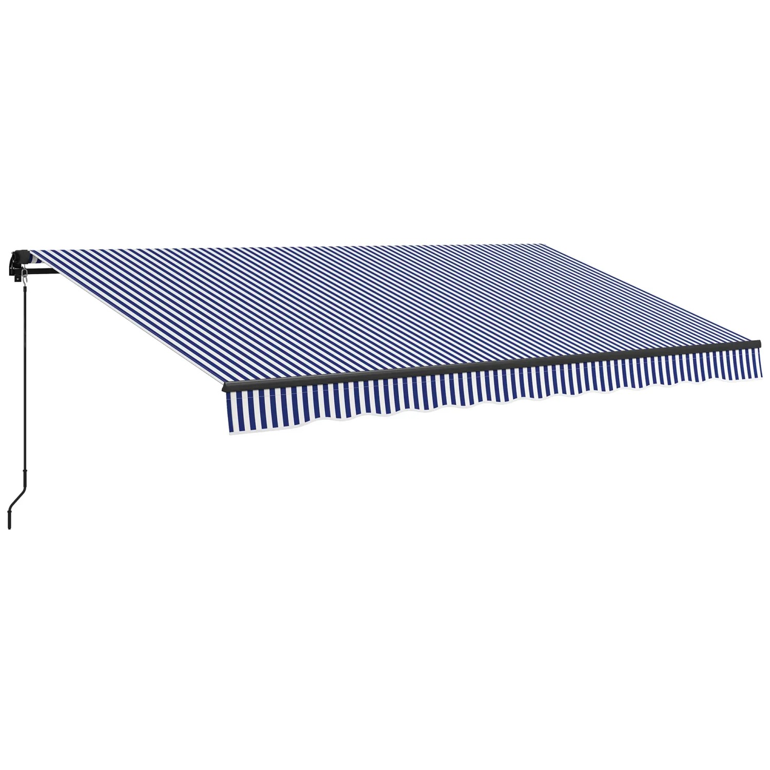 Outsunny Sonnenschirm Markise Polyesterstoff Aluminium Blau Weiß 396L x 300B cm