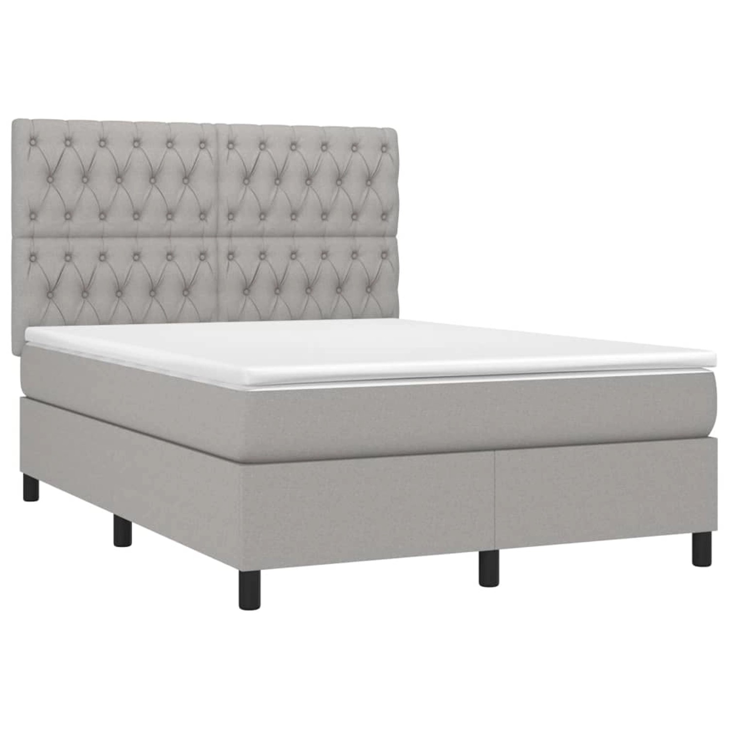 vidaXL Boxspringbett mit Matratze & LED Hellgrau 140x200 cm Stoff 3135117 günstig online kaufen