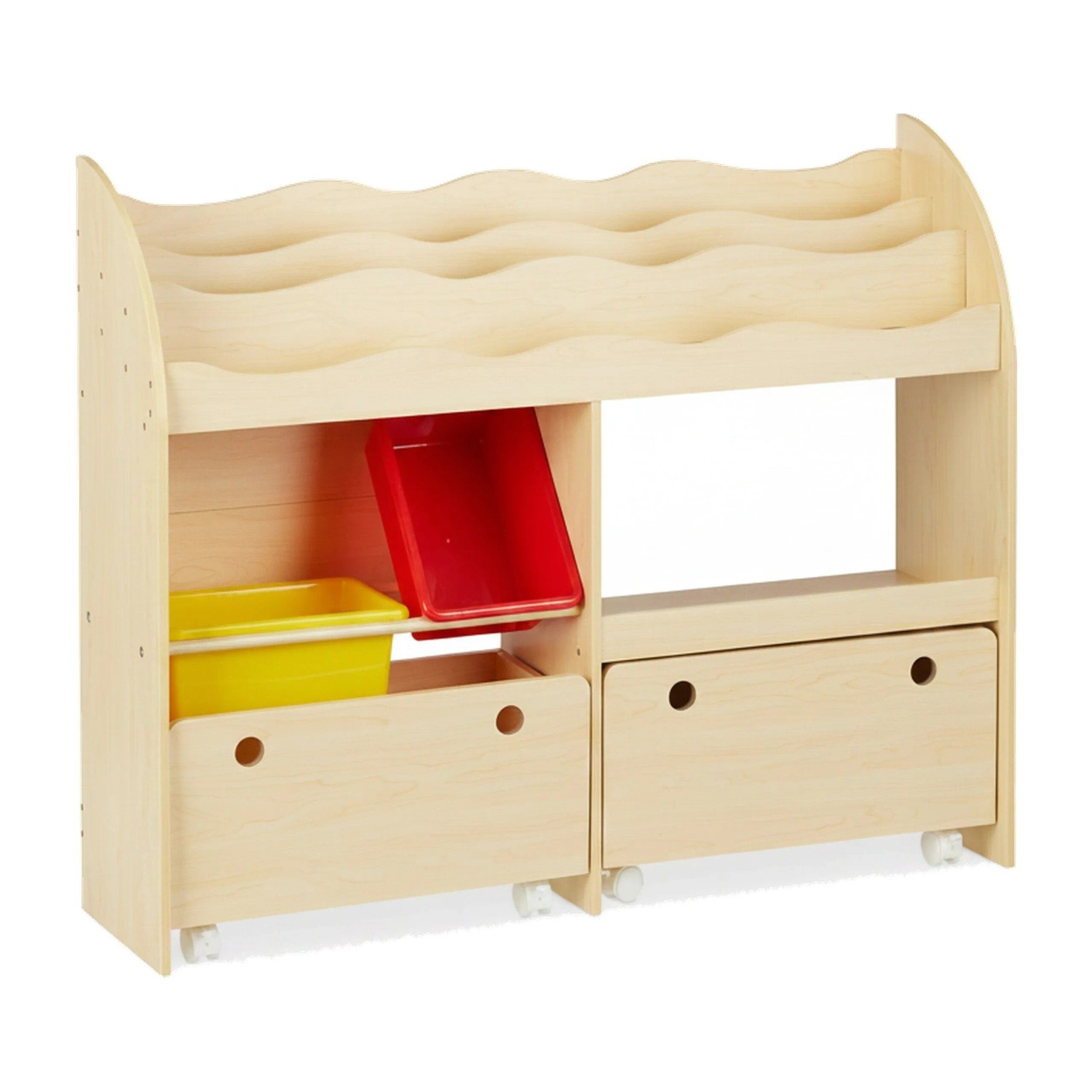 Relaxdays Kinderregal MDF Kunststoff mit Rollen 88 cm x 108 cm x 29 cm 21,8 kg