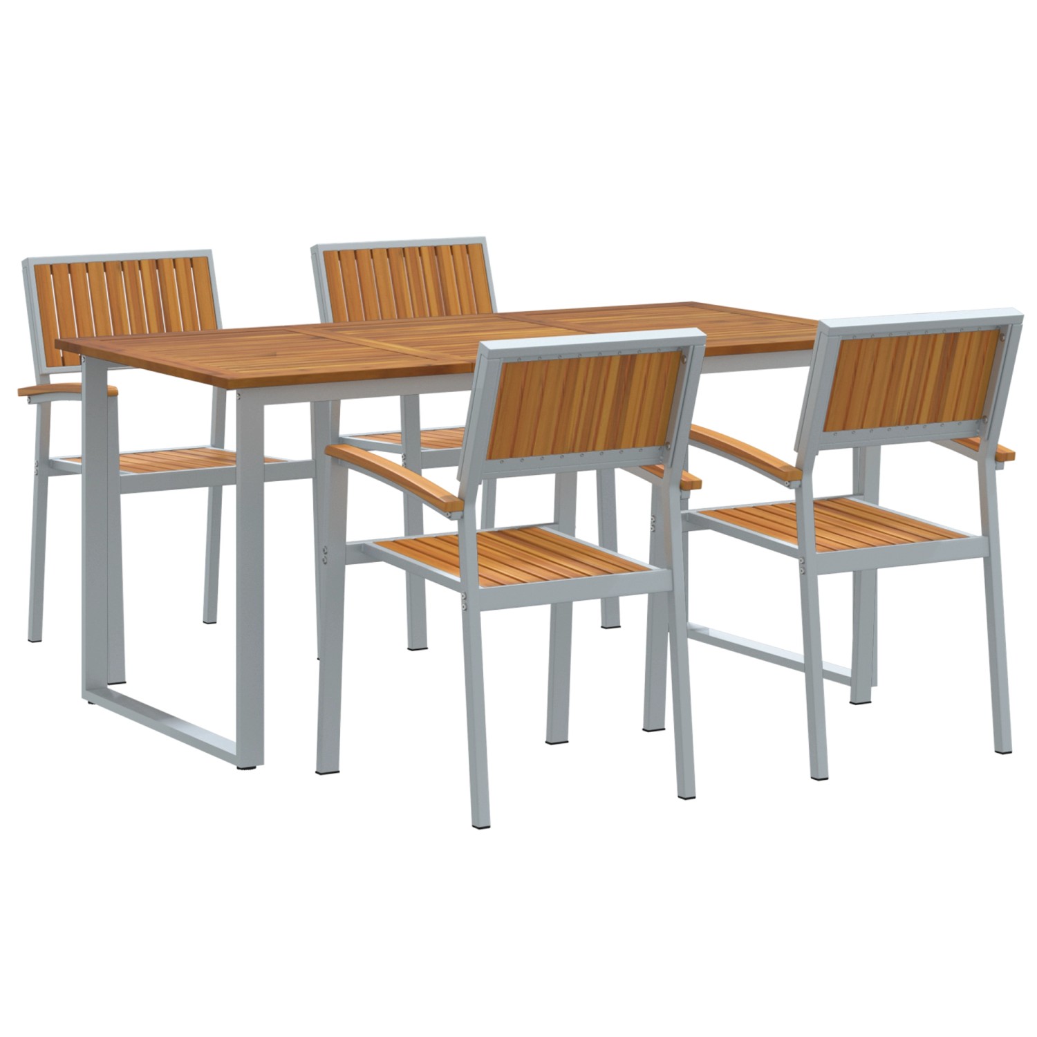 vidaXL 5-tlg Garten-Essgruppe Grau Stahl und Massivholz Akazie 3284353 günstig online kaufen