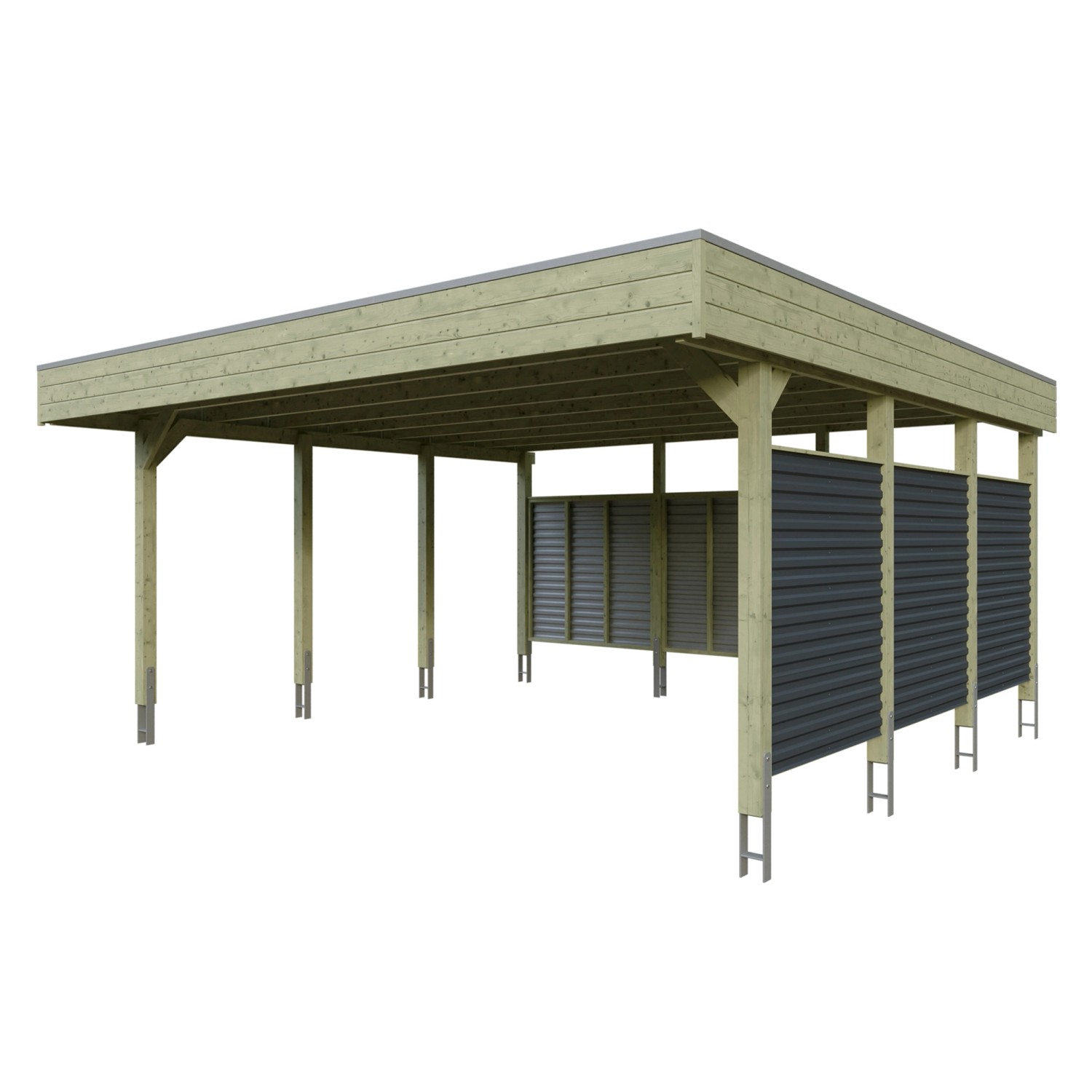 Skan Holz Carport Friesland Hybrid 557 cm x 555 cm Grün günstig online kaufen